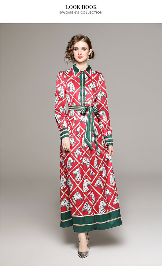 Vestido Camisero Plisado con Estampado Floral Vintage y Cinturón - Image 20
