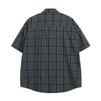 Camisa Cuadriculada Suelta Manga Corta para Hombre - Image 9