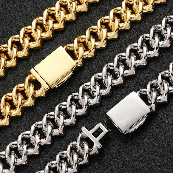 Cadena Cubana Hip Hop de Diamantes Doble Fila 18mm