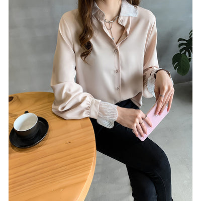Blusa Occidental Femenina con Encaje y Detalles en Chifón - Image 7