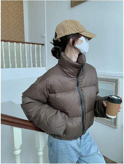 Chaqueta Acolchada Corta con Cuello Alto Estilo Americano para Mujer - Image 31
