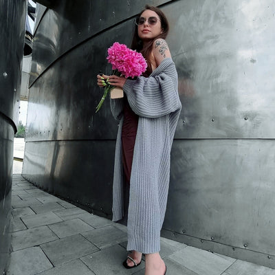 Cardigan Largo Suelto para Mujer - Suéter sin Botones Elegante - Image 8