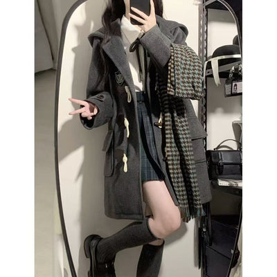 Abrigo Tipo JK Japonés con Botones de Cuerno y Capucha de Lana - Image 8