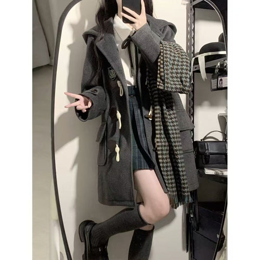 Abrigo Tipo JK Japonés con Botones de Cuerno y Capucha de Lana - Image 8
