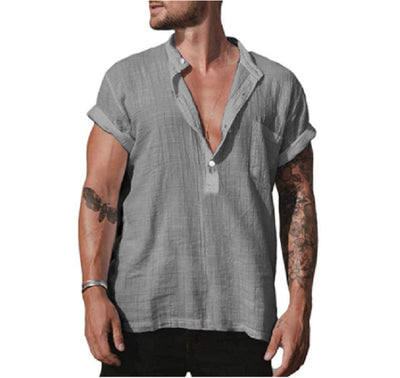 Camisa Suelta de Cuello Clásico con Bolsillo y Manga Corta - Image 3