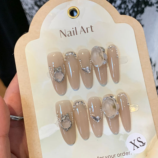 Uñas Postizas Desmontables Blancas para Otoño e Invierno