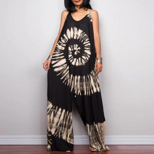 Jumpsuit Ancho con Estampado Tie-Dye y Cintura Ajustable