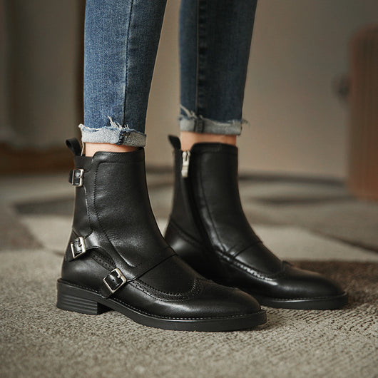 Botas Martin de Tacón Grueso para Mujer - Primavera y Otoño