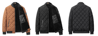 Abrigo de Béisbol Acolchado con Diseño de Rombos - Chaqueta de Invierno Cálida para Hombre - Image 10