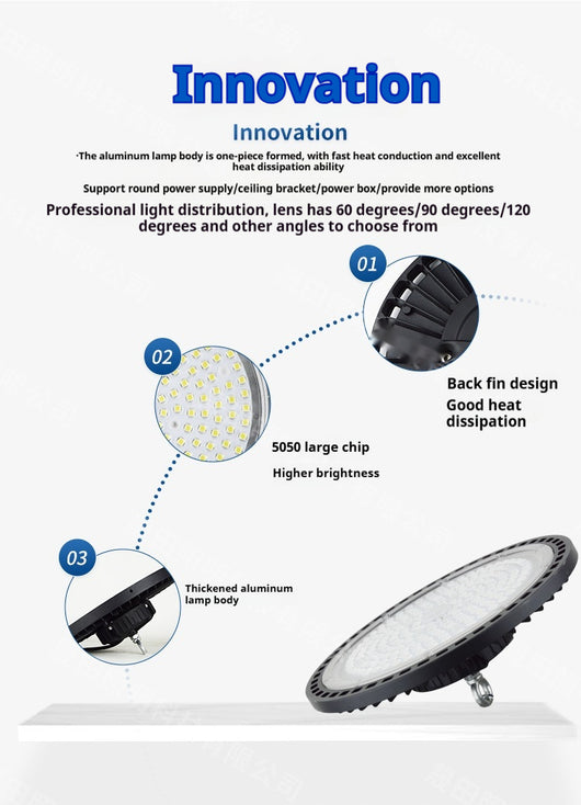 Lámpara Colgante Industrial UFO Impermeable para Talleres y Espacios de Trabajo - Image 7