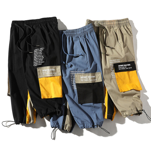 Pantalones Cargo Blancos Acortados con Múltiples Bolsillos