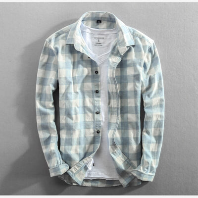 Camisa de Cuadros Manga Larga para Hombre - Algodón Lavado Efecto Vintage - Image 17