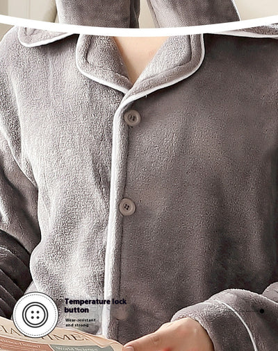 Pijama de Franela para Hombre con Solapa - Abrigo Cardigan Otoño e Invierno - Image 28