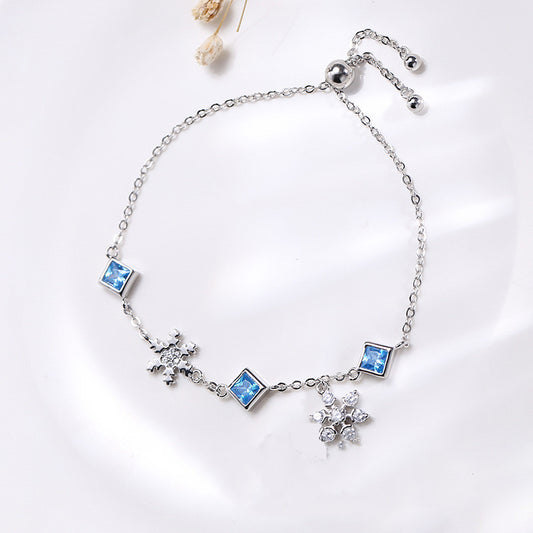 Pulsera Copo de Nieve Mujer Plata 925 con Diamantes