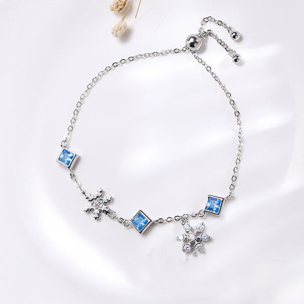 Pulsera Copo de Nieve Mujer Plata 925 con Diamantes