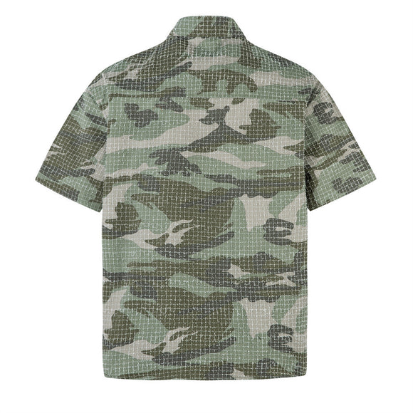 Camisa Retro Camuflaje Americana Manga Corta para Hombre