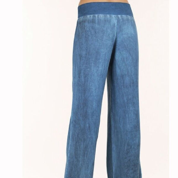 Pantalones Denim Casual de Pierna Ancha para Mujer