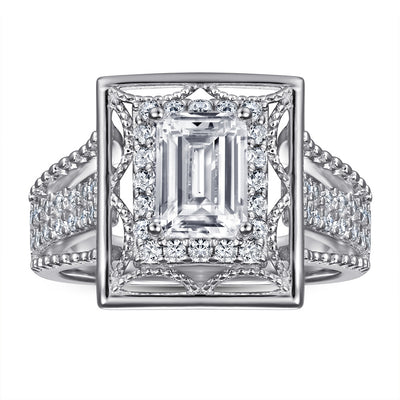 Anillo de Plata Esterlina para Mujer con Diamante Simulado Cuadrado - Image 4