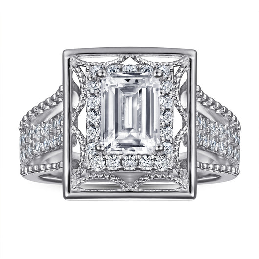 Anillo de Plata Esterlina para Mujer con Diamante Simulado Cuadrado - Image 4