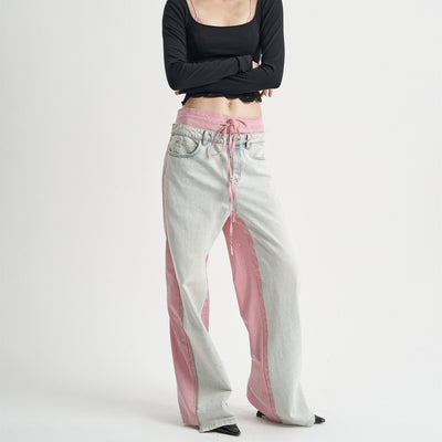 Jeans Rosa con Diseño Patchwork Cuadros para Mujer - Image 9