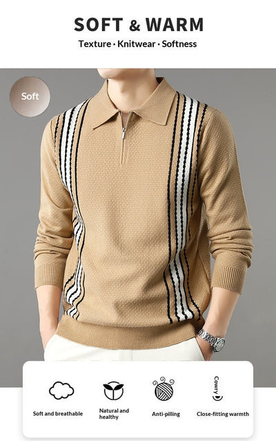 Suéter de Punto Colorblock con Cuello y Cierre Medio Cremallera para Hombre - Image 27