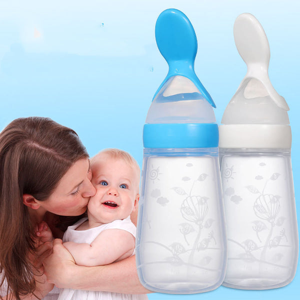 Botella Dispensadora de Cereal de Arroz en Silicona con Base Plana para Bebés