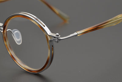 Lentes Retro de Titanio Puro Montura Redonda Carey para Miopía - Image 6