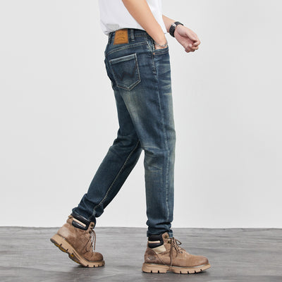 Pantalones Casuales Rectos Versátiles Amarillo Arcilla y Azul para Hombre - Image 3