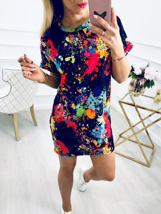 Vestido Casual Estampado con Salpicaduras de Color - Image 5