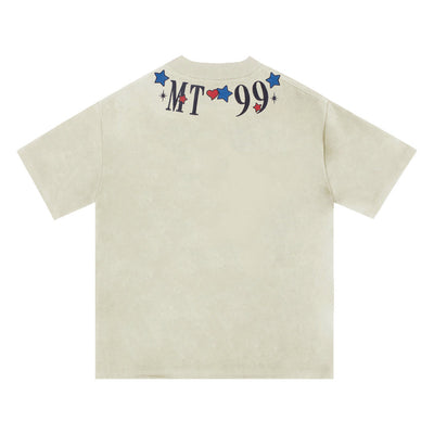 Camiseta Cuello Redondo con Letras Bordadas para Hombre - Image 2