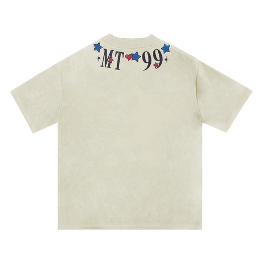 Camiseta Cuello Redondo con Letras Bordadas para Hombre - Image 2