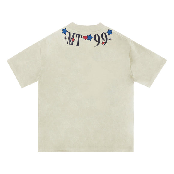 Camiseta Cuello Redondo con Letras Bordadas para Hombre