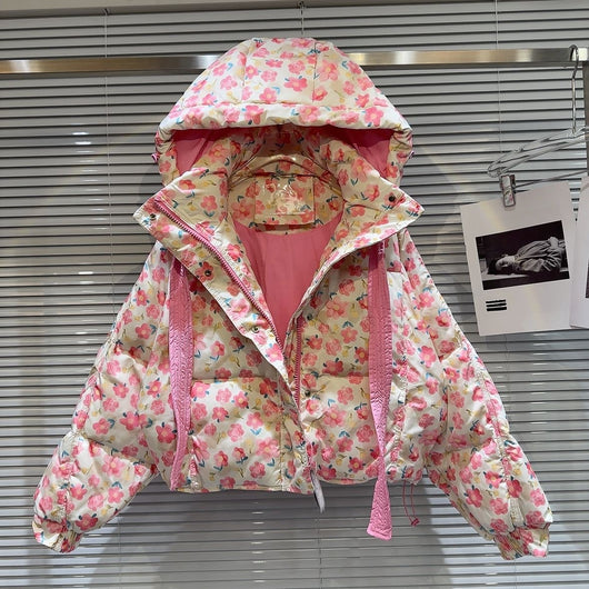 Chaqueta Acolchada de Algodón con Flores Pintadas a Mano para Niñas - Image 6