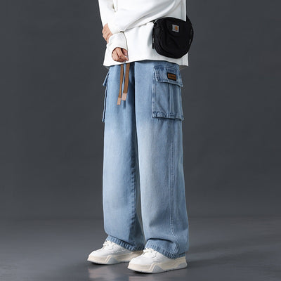 Pantalones Jeans Rectos Anchos con Degradado y Lavado Artesanal para Hombre - Image 4