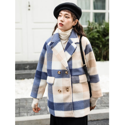 Abrigo de Lana Cashmere Cuadros Talla M