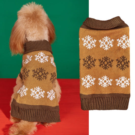 Suéter Navideño para Perros Copo de Nieve Gris Marrón Otoño Invierno - Image 10