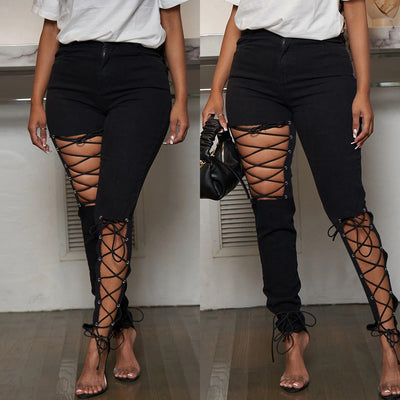 Jeans Talle Alto con Detalles Ojales para Mujer - Image 4