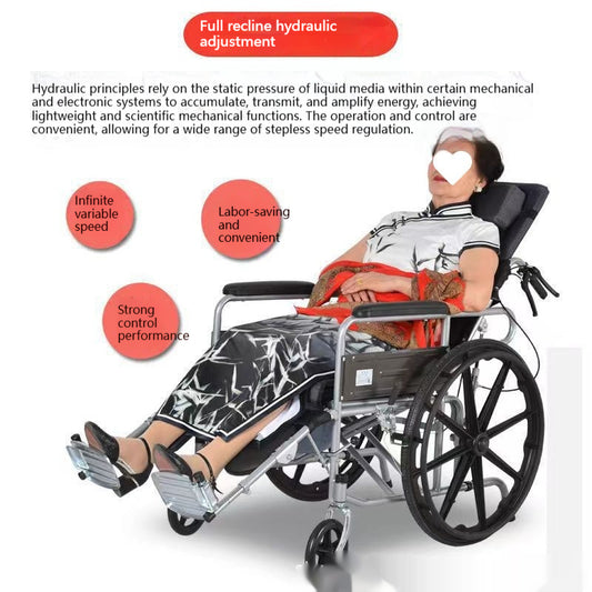 Silla de Ruedas Plegable Ligera con Inodoro Integrado para Adultos Mayores