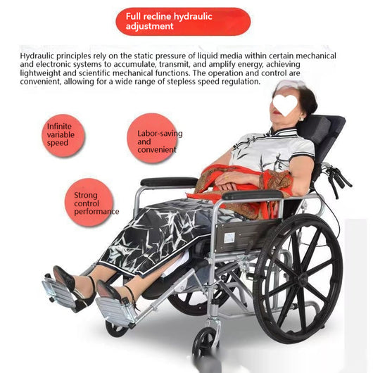 Silla de Ruedas Plegable Ligera con Inodoro Integrado para Adultos Mayores