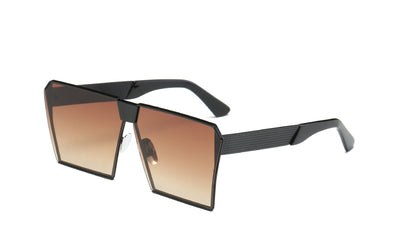 Silver-framed square polarized sunglasses with dark gray lenses and textured temples on a white background. - Image 37