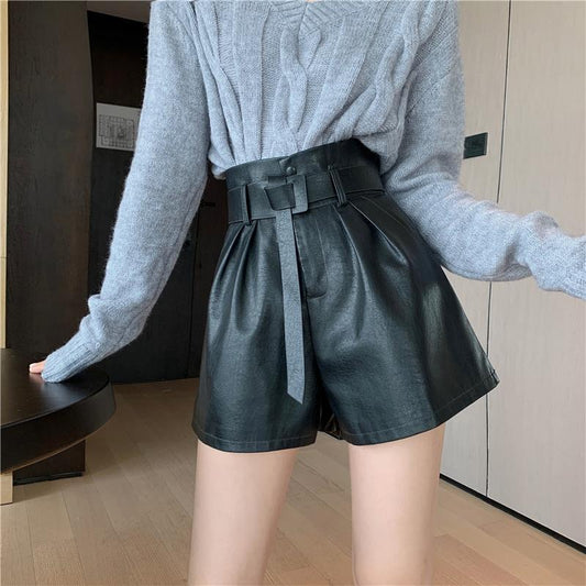 Shorts de Cuero Marrón Café para Mujer - Abrigo Otoño Invierno - Image 2