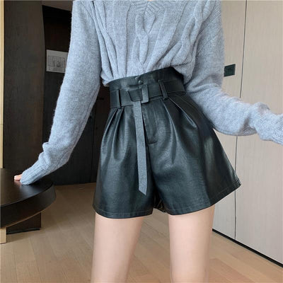 Shorts de Cuero Marrón Café para Mujer - Abrigo Otoño Invierno - Image 2