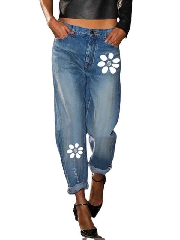 Jeans Rectos Clásicos con Estampado Versátil