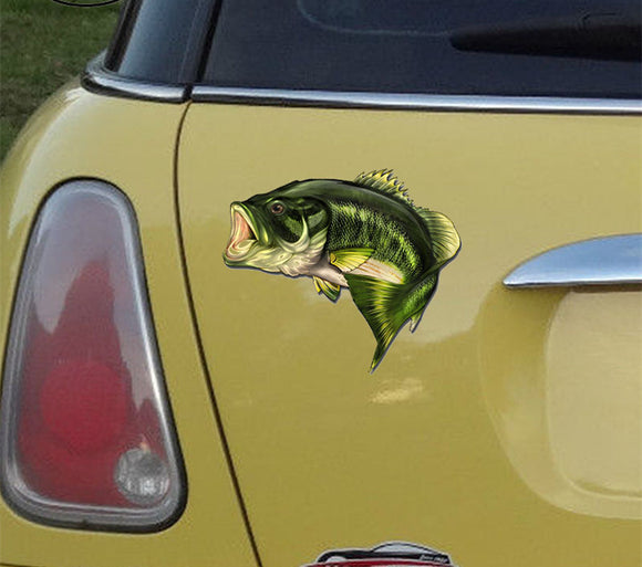 Calcomanía Reflectante para Auto - Diseño de Pez Bass para Pescadores