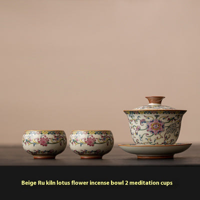 Juego de Taza Gaiwan Ru Ware Azul y Blanco - Té Tradicional Chino - Image 14