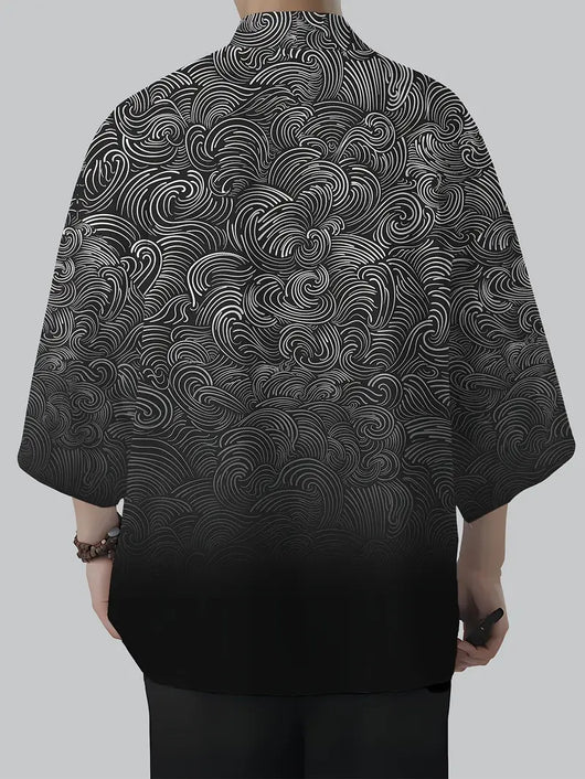 Cardigan Suelto Estampado 3D Versátil para Hombre - Image 9