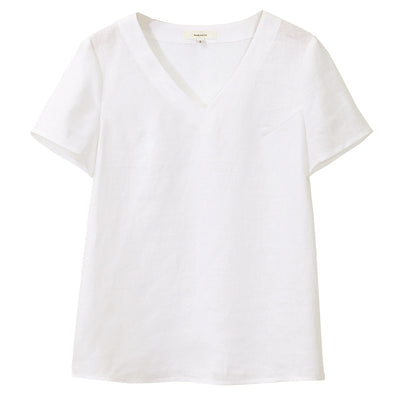Camiseta de Lino Puro Cuello V Mujer - Diseño Minimalista - Image 4