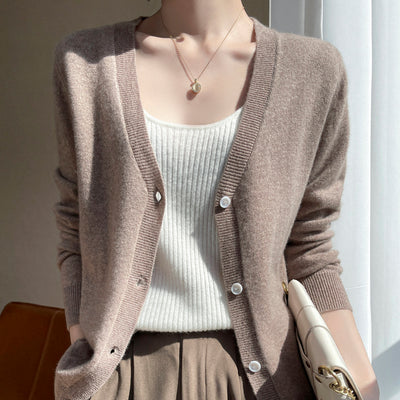 Cardigan Corto de Cachemira Tejida con Mangas Largas para Mujer - Image 8