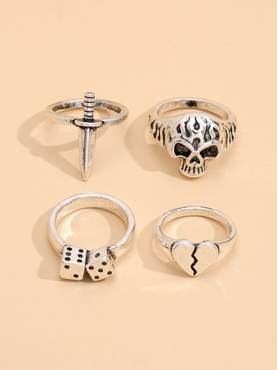 Juego de Anillos Calavera y Corazón con Dados para Mujer - Image 13
