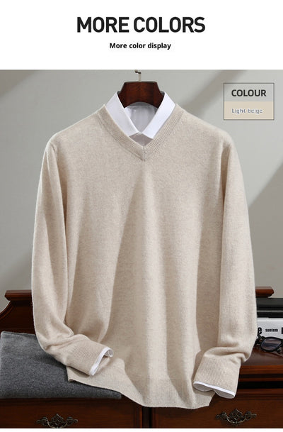 Suéter de Cashmira Puro para Hombre - Cuello V Manga Larga - Image 25